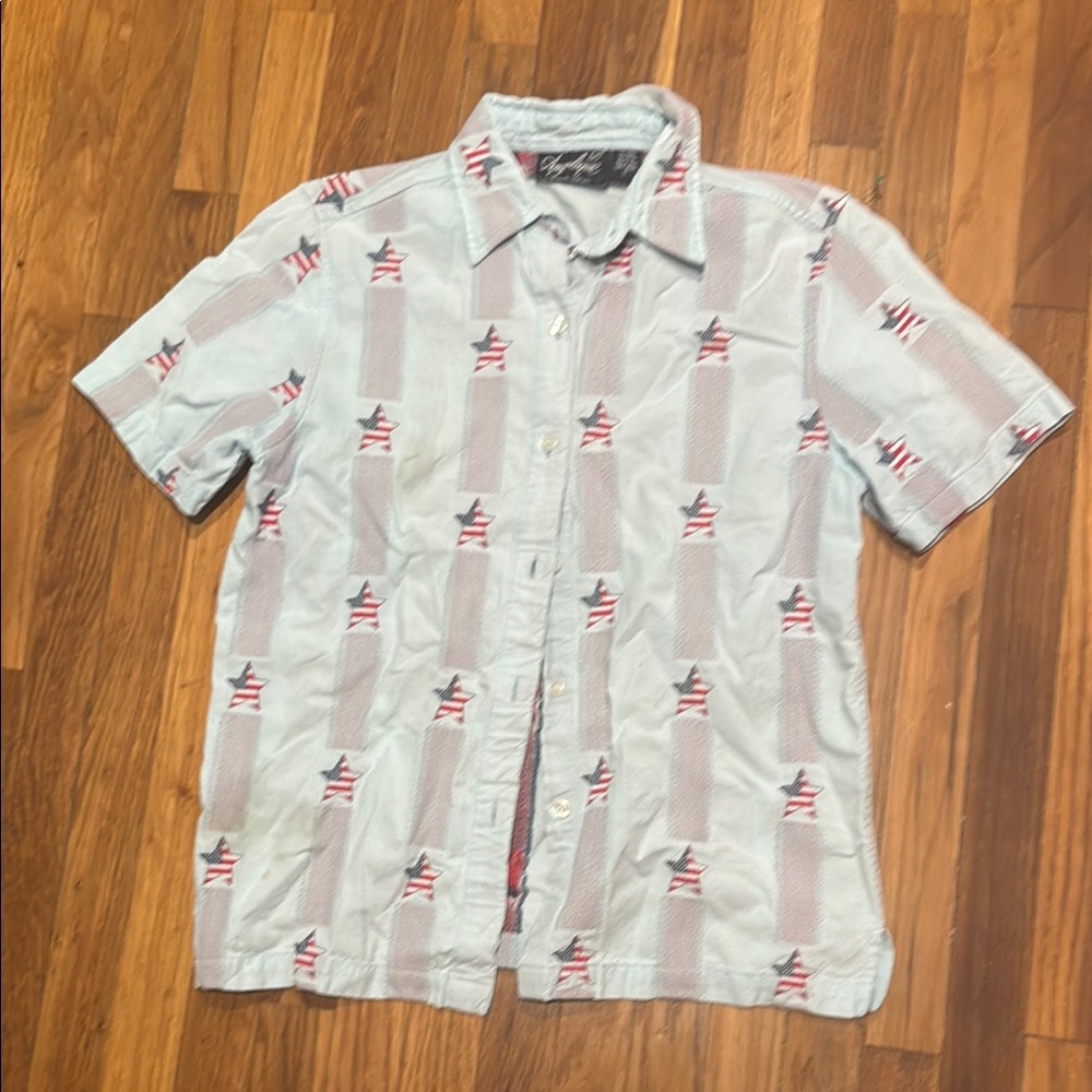 Angelique's Atelier Blue and Red Casual Button Down Shirt